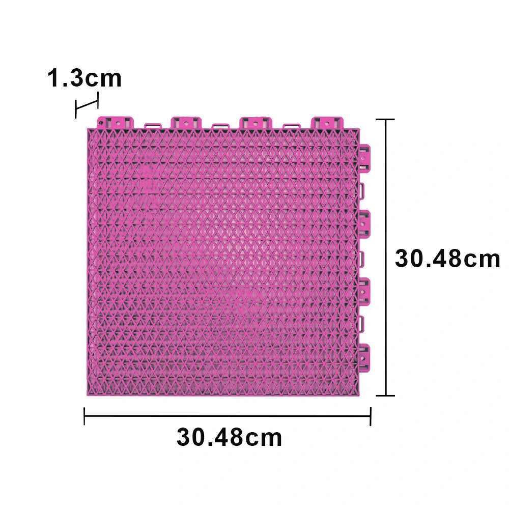 DUNK MASTER Interlocking Sports Floor Tiles - Double Layer Anti-Slip Basketball Court Flooring Modular Tiles 10/20/30 Square Meters - Pink