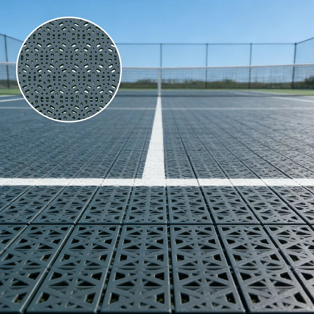 DUNK MASTER Interlocking Sports Floor Tiles - Anti-Slip Shock Absorbing Modular Court Flooring for Basketball Courts 10/20/30 Square Meters - Dark Grey