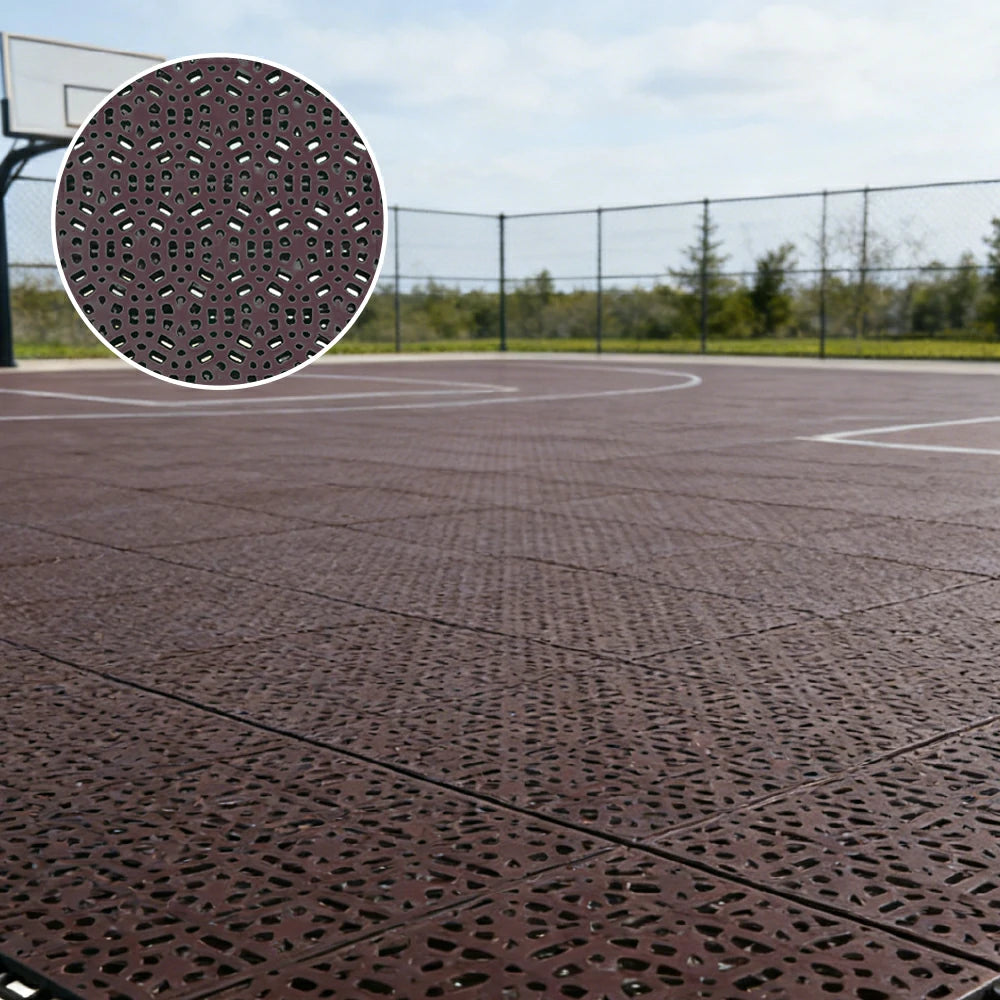 DUNK MASTER Interlocking Sports Floor Tiles - Anti-Slip Shock Absorbing Modular Court Flooring for Basketball Courts 10/20/30 Square Meters - Coffee