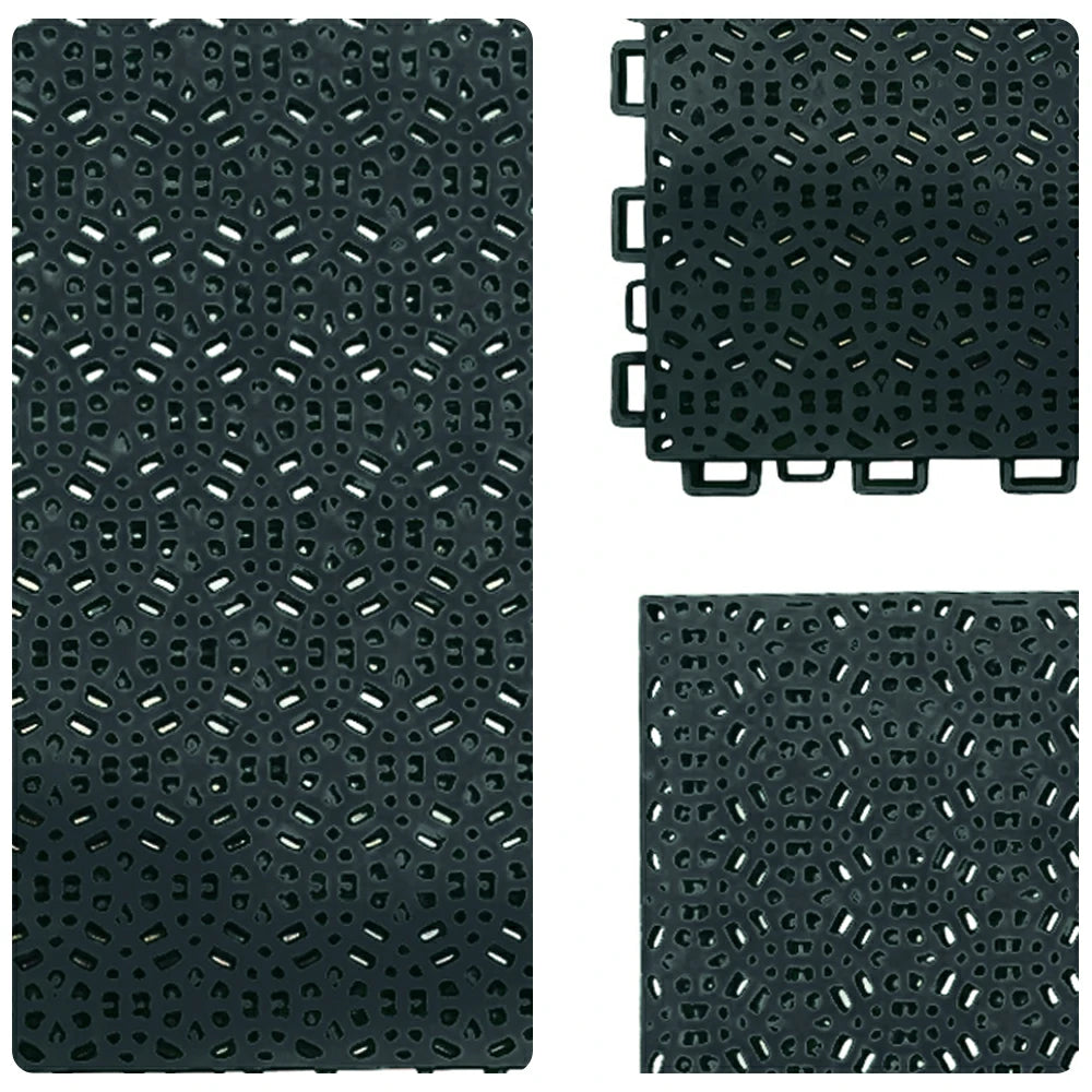 DUNK MASTER Interlocking Sports Floor Tiles - Anti-Slip Shock Absorbing Modular Court Flooring for Basketball Courts 10/20/30 Square Meters - Black