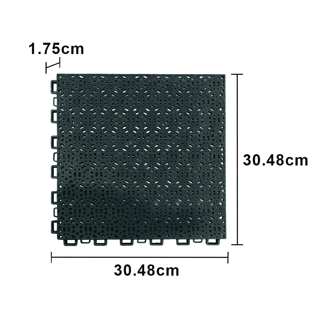 DUNK MASTER Interlocking Sports Floor Tiles - Anti-Slip Shock Absorbing Modular Court Flooring for Basketball Courts 10/20/30 Square Meters - Black