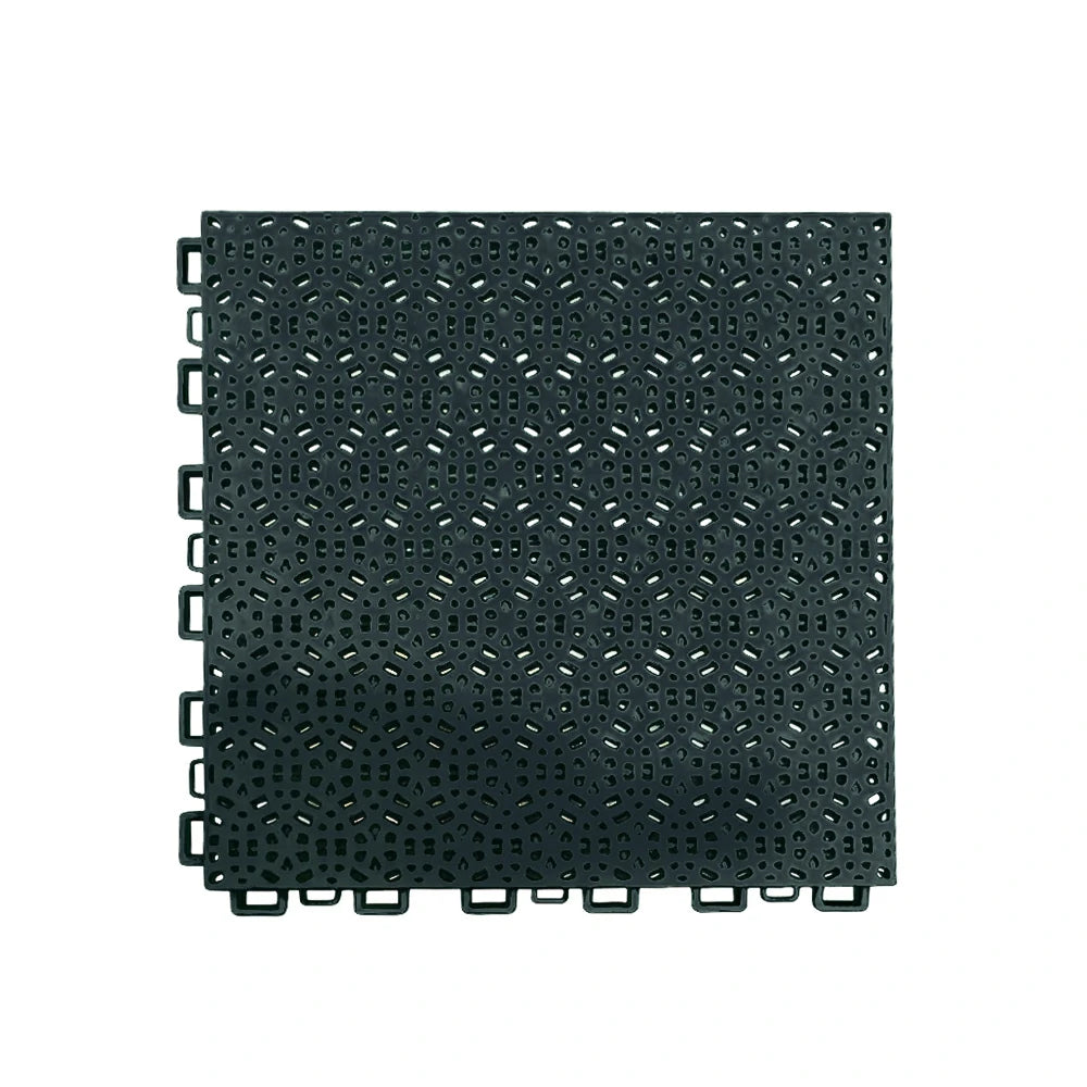 DUNK MASTER Interlocking Sports Floor Tiles - Anti-Slip Shock Absorbing Modular Court Flooring for Basketball Courts 10/20/30 Square Meters - Black