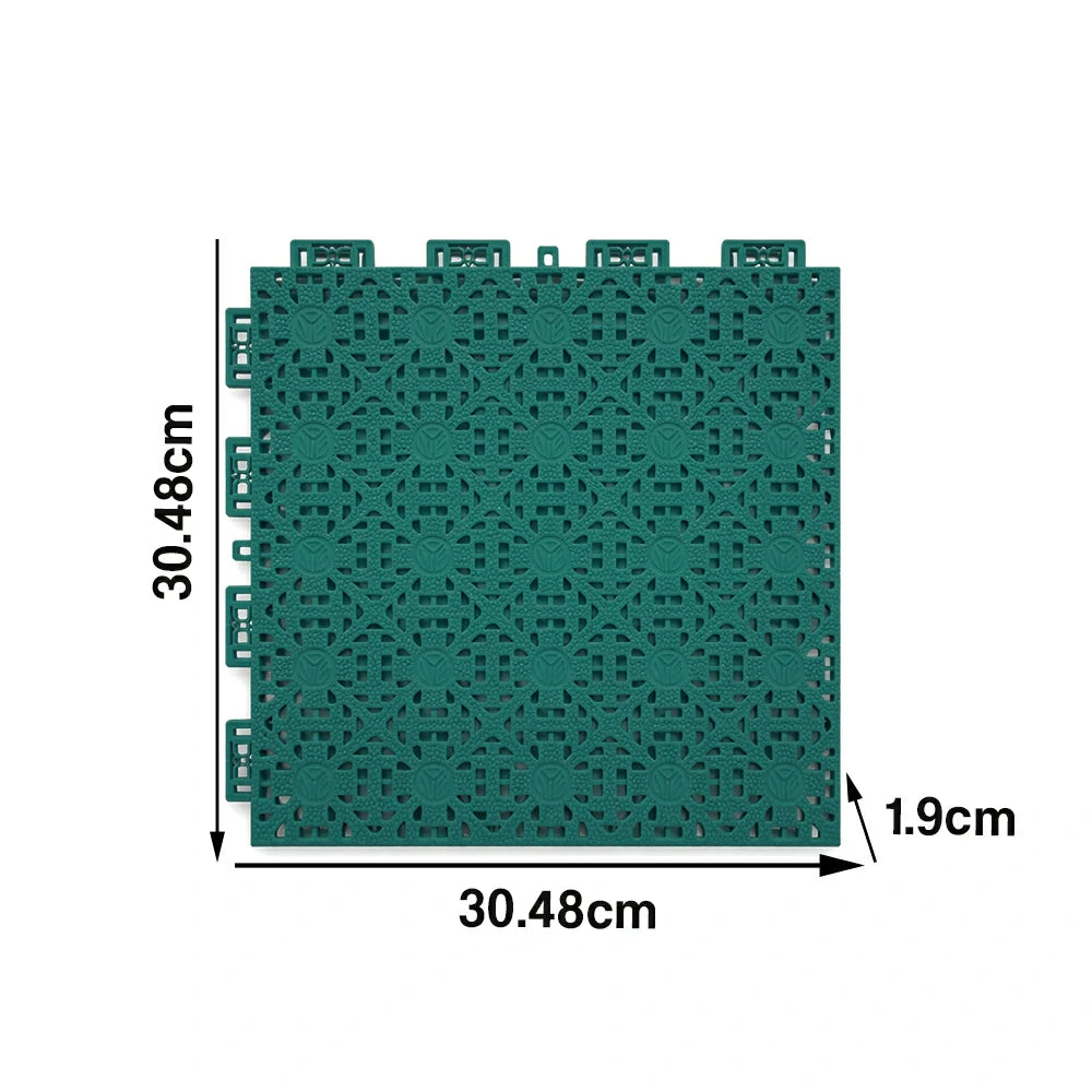 DUNK MASTER Interlocking Sports Floor Tiles - Anti-Slip Shock Absorbing Modular Court Flooring for Basketball Courts 10/20/30 Square Meters - Dark Green