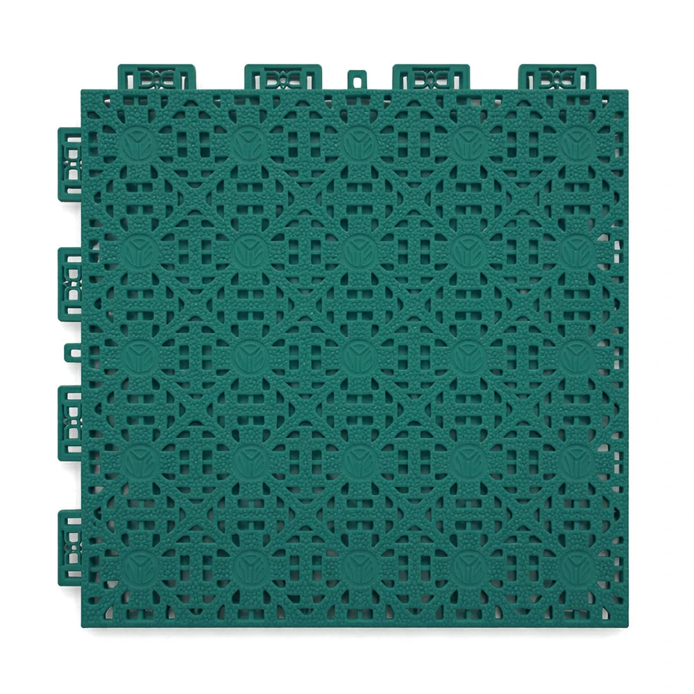 DUNK MASTER Interlocking Sports Floor Tiles - Anti-Slip Shock Absorbing Modular Court Flooring for Basketball Courts 10/20/30 Square Meters - Dark Green