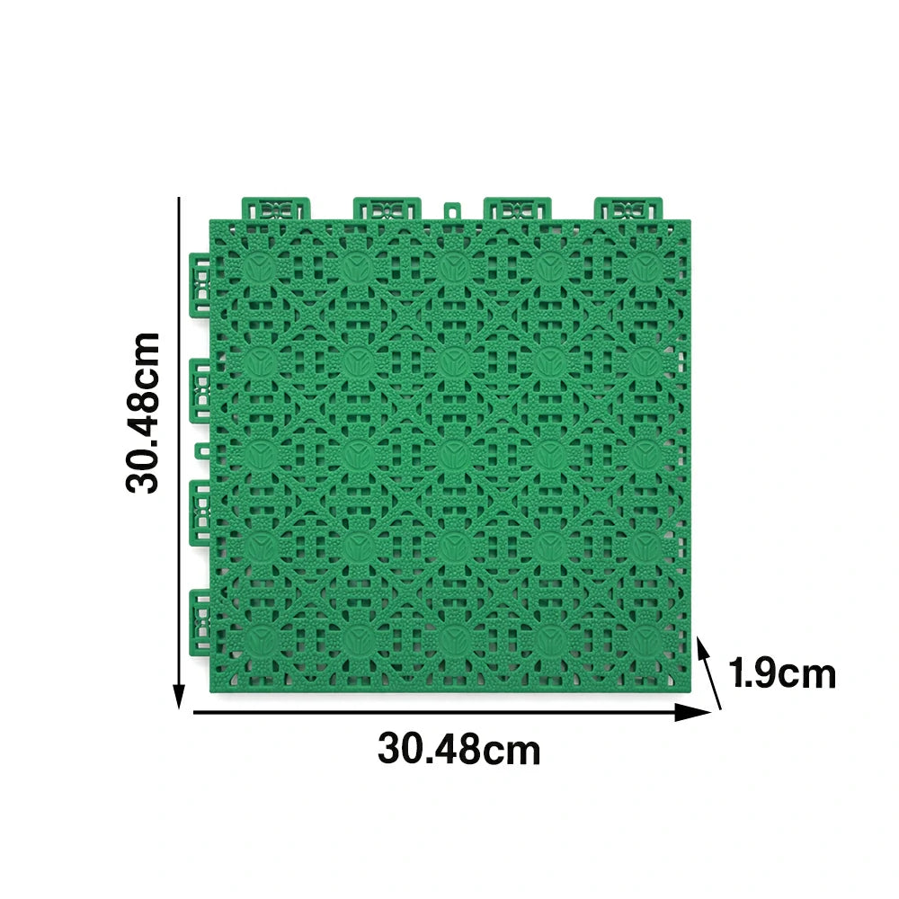 DUNK MASTER Interlocking Sports Floor Tiles - Anti-Slip Shock Absorbing Modular Court Flooring for Basketball Courts 10/20/30 Square Meters - Grass Green