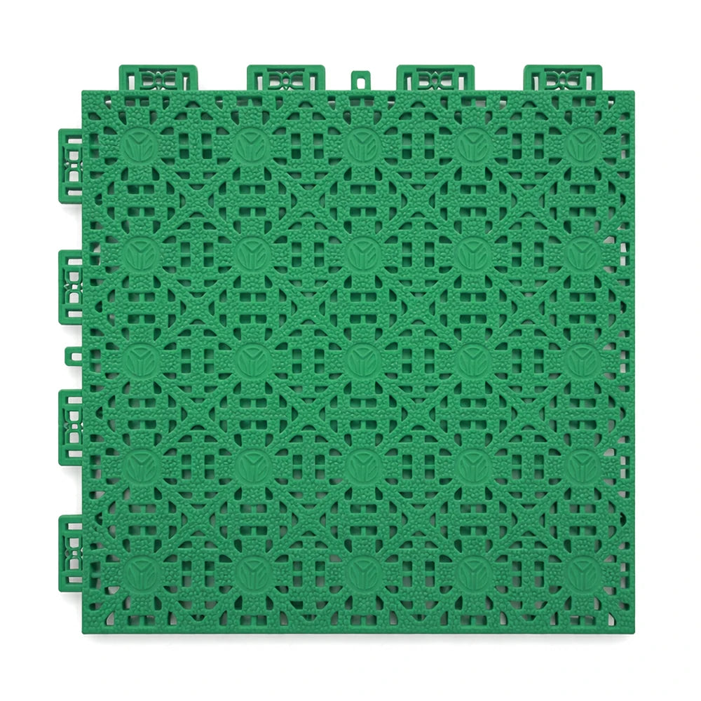 DUNK MASTER Interlocking Sports Floor Tiles - Anti-Slip Shock Absorbing Modular Court Flooring for Basketball Courts 10/20/30 Square Meters - Grass Green