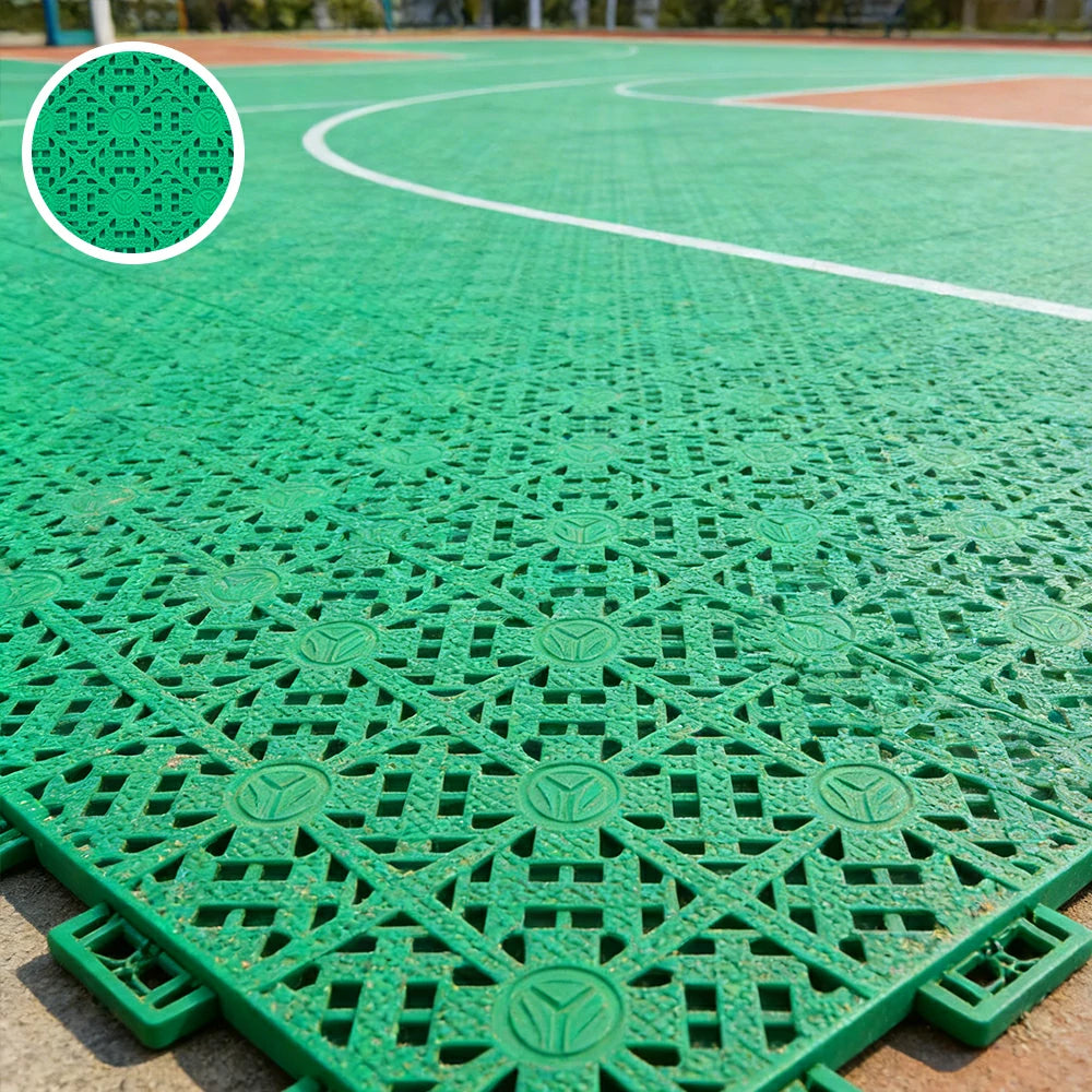 DUNK MASTER Interlocking Sports Floor Tiles - Anti-Slip Shock Absorbing Modular Court Flooring for Basketball Courts 10/20/30 Square Meters - Emerald Green