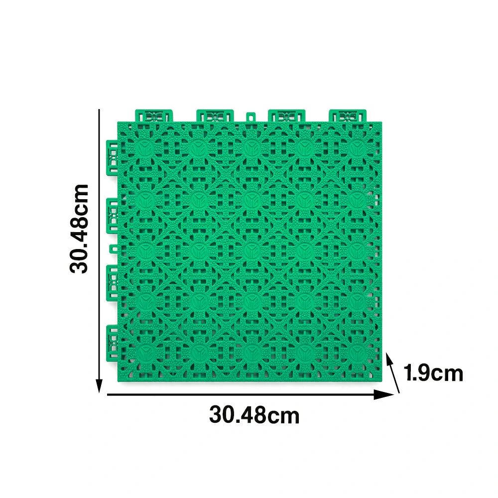 DUNK MASTER Interlocking Sports Floor Tiles - Anti-Slip Shock Absorbing Modular Court Flooring for Basketball Courts 10/20/30 Square Meters - Emerald Green