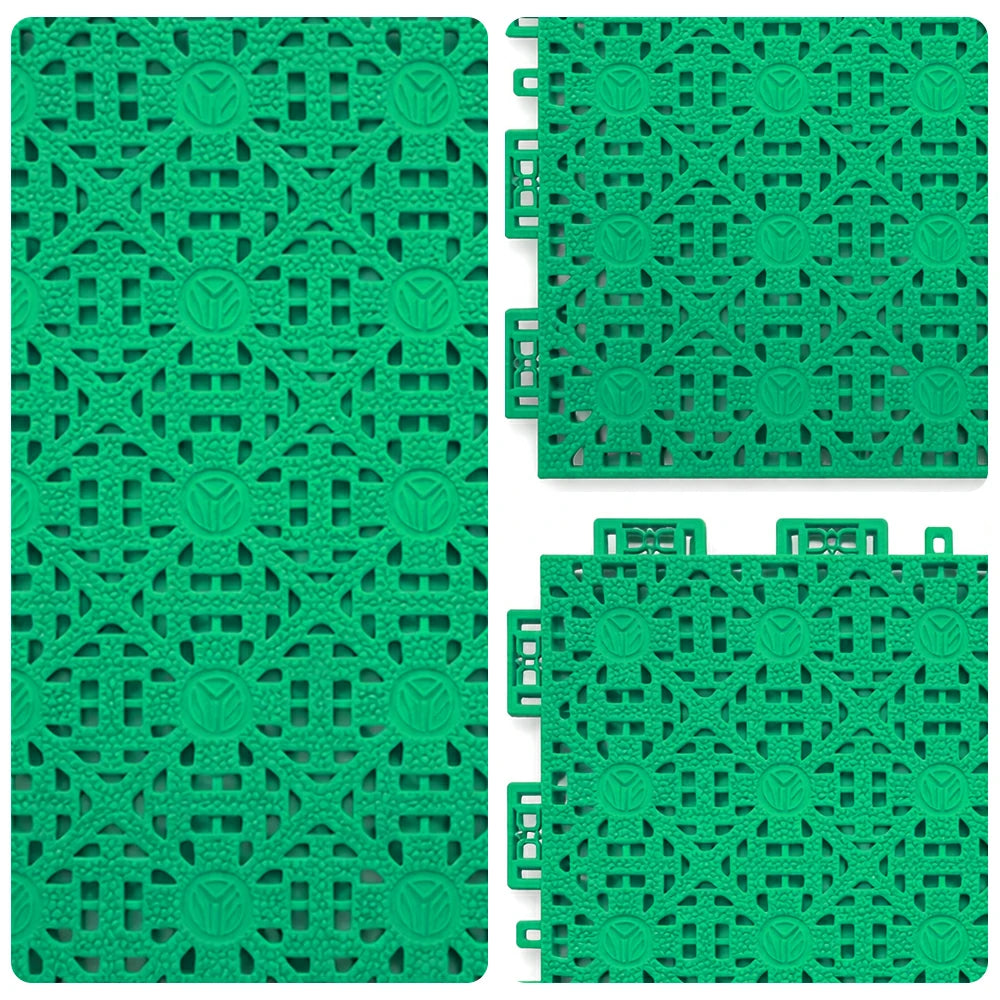 DUNK MASTER Interlocking Sports Floor Tiles - Anti-Slip Shock Absorbing Modular Court Flooring for Basketball Courts 10/20/30 Square Meters - Emerald Green