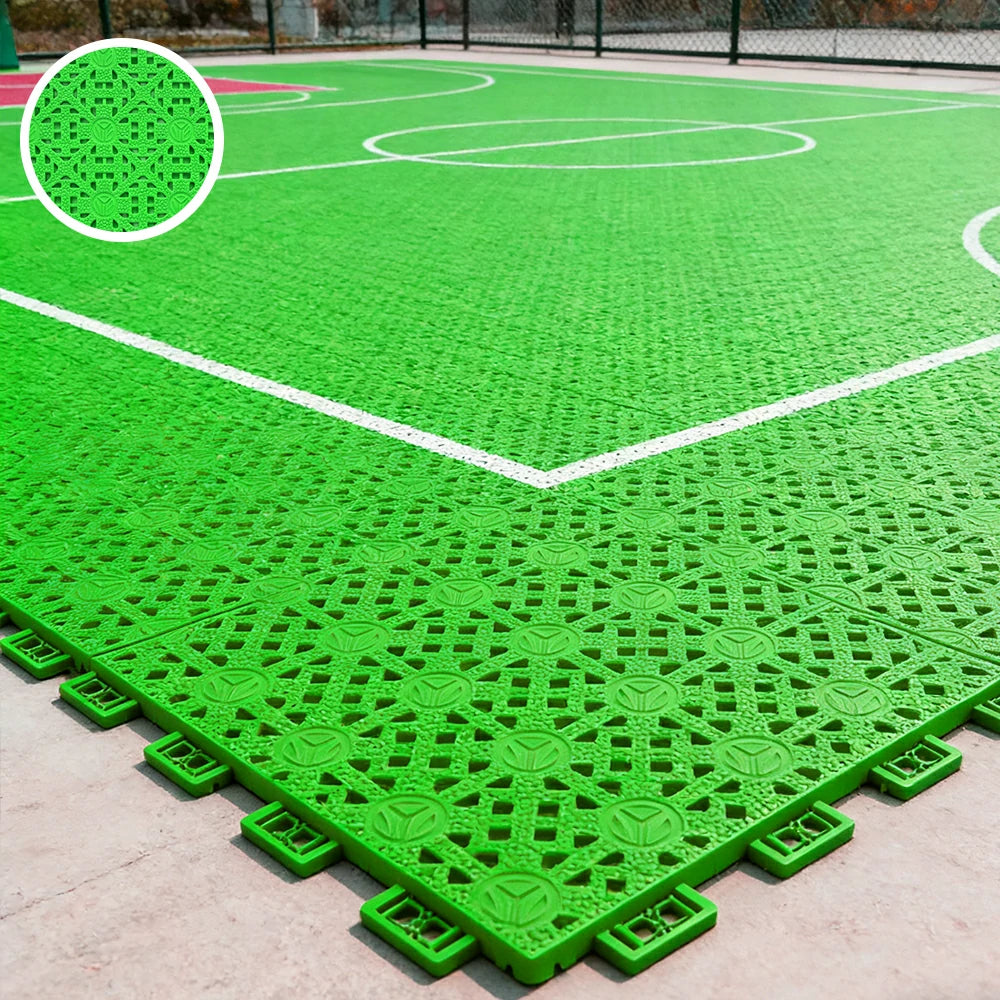 DUNK MASTER Interlocking Sports Floor Tiles - Anti-Slip Shock Absorbing Modular Court Flooring for Basketball Courts 10/20/30 Square Meters - Apple Green