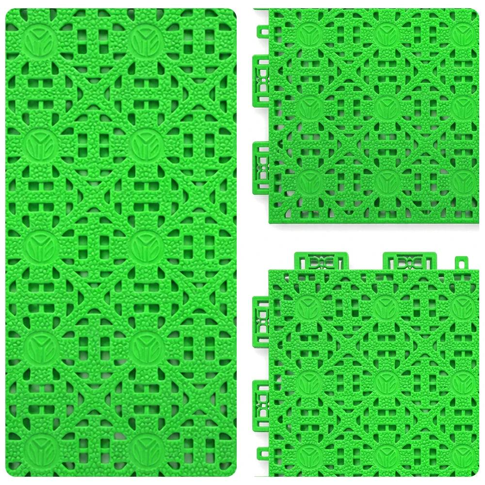 DUNK MASTER Interlocking Sports Floor Tiles - Anti-Slip Shock Absorbing Modular Court Flooring for Basketball Courts 10/20/30 Square Meters - Apple Green