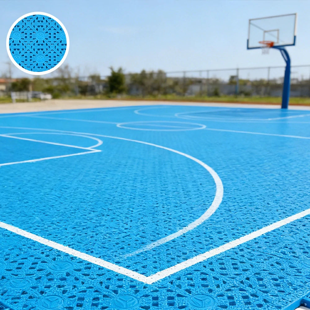 DUNK MASTER Interlocking Sports Floor Tiles - Anti-Slip Shock Absorbing Modular Court Flooring for Basketball Courts 10/20/30 Square Meters - Blue