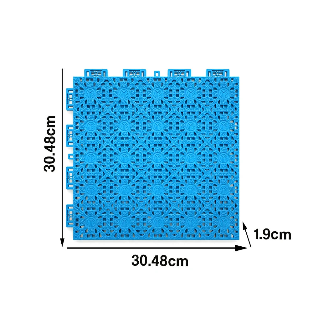 DUNK MASTER Interlocking Sports Floor Tiles - Anti-Slip Shock Absorbing Modular Court Flooring for Basketball Courts 10/20/30 Square Meters - Blue