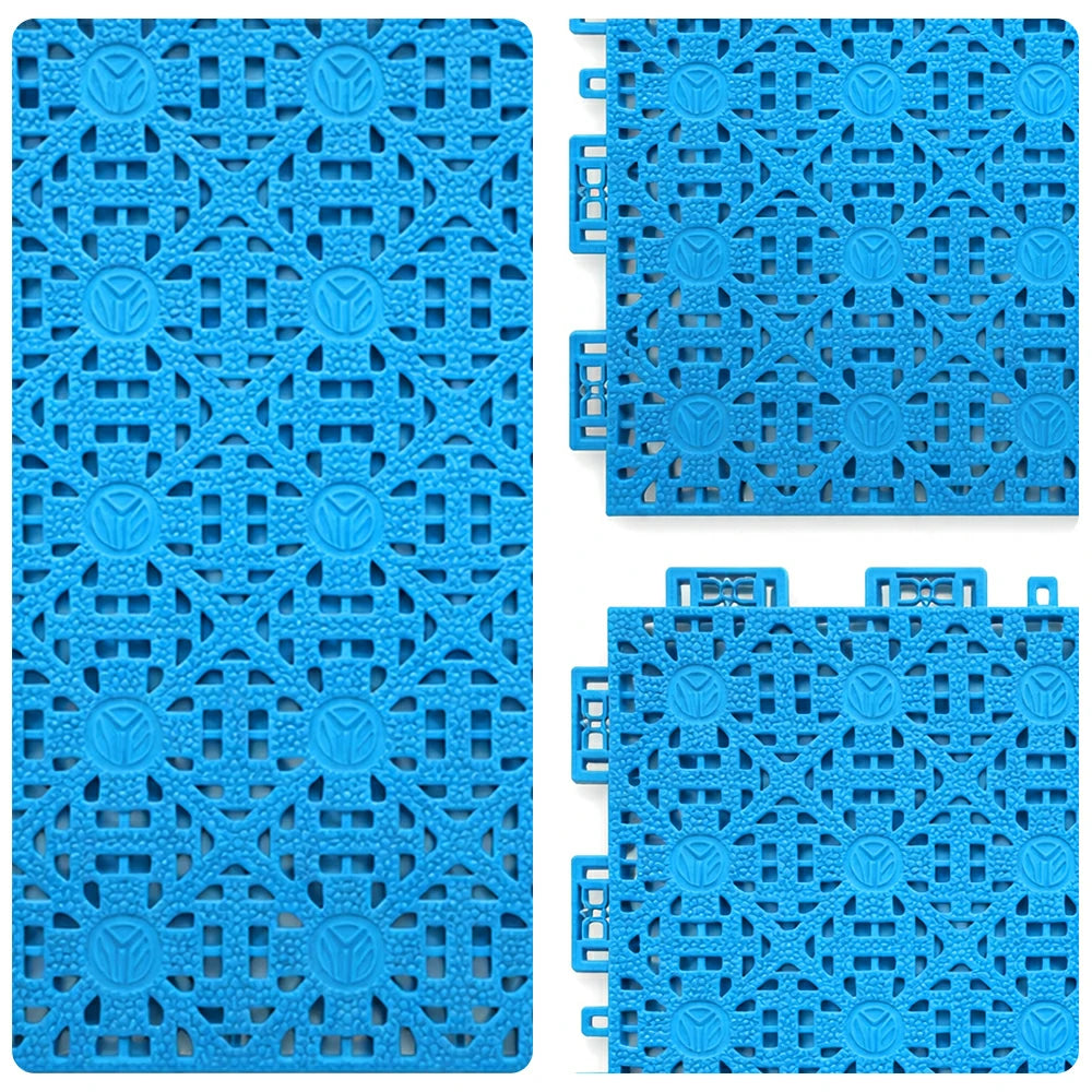 DUNK MASTER Interlocking Sports Floor Tiles - Anti-Slip Shock Absorbing Modular Court Flooring for Basketball Courts 10/20/30 Square Meters - Blue