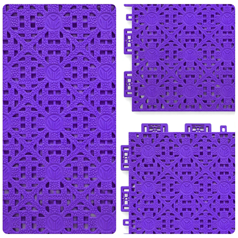 DUNK MASTER Interlocking Sports Floor Tiles - Anti-Slip Shock Absorbing Modular Court Flooring for Basketball Courts 10/20/30 Square Meters - Purple
