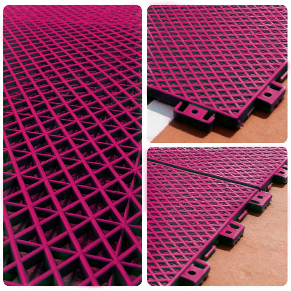 DUNK MASTER Interlocking Sports Floor Tiles - Double Layer Anti-Slip Basketball Court Flooring Modular Tiles 10/20/30 Square Meters - Rose Red