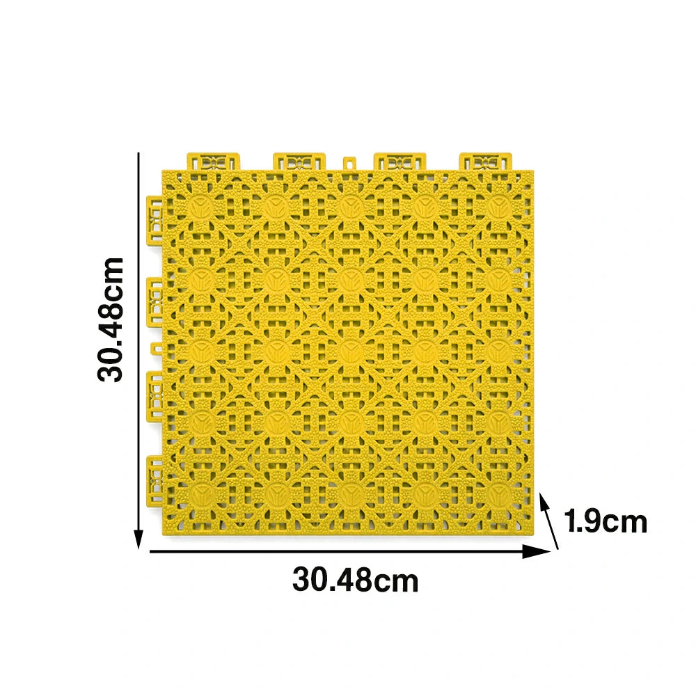 DUNK MASTER Interlocking Sports Floor Tiles - Anti-Slip Shock Absorbing Modular Court Flooring for Basketball Courts 10/20/30 Square Meters - Yellow