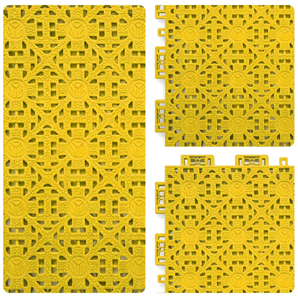 DUNK MASTER Interlocking Sports Floor Tiles - Anti-Slip Shock Absorbing Modular Court Flooring for Basketball Courts 10/20/30 Square Meters - Yellow