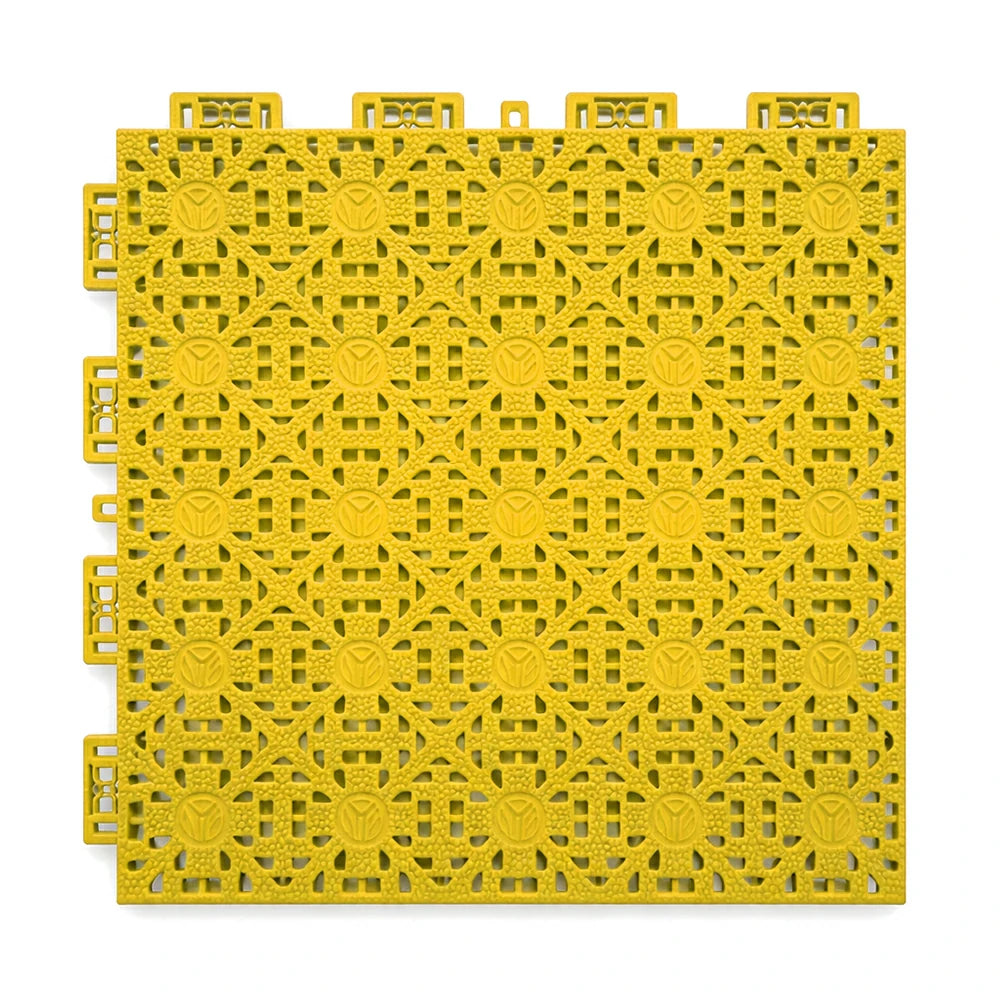 DUNK MASTER Interlocking Sports Floor Tiles - Anti-Slip Shock Absorbing Modular Court Flooring for Basketball Courts 10/20/30 Square Meters - Yellow