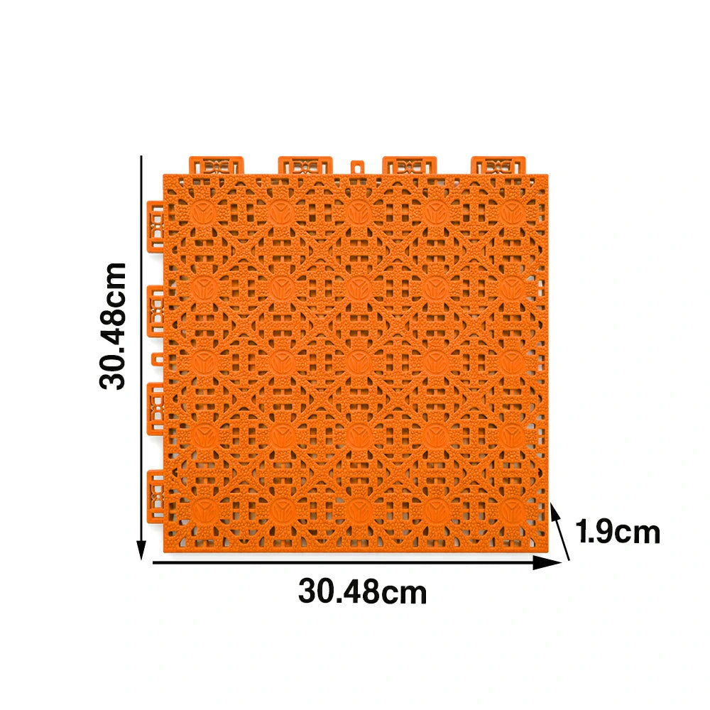 DUNK MASTER Interlocking Sports Floor Tiles - Anti-Slip Shock Absorbing Modular Court Flooring for Basketball Courts 10/20/30 Square Meters - Orange