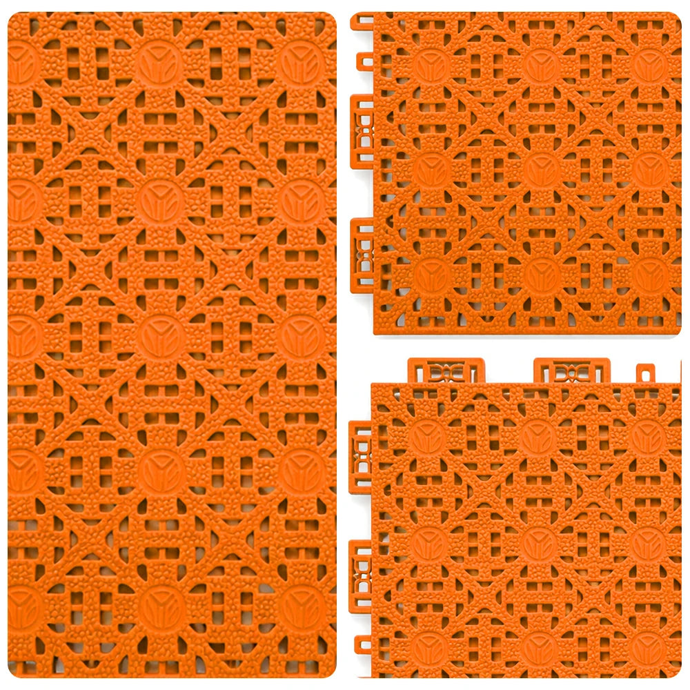 DUNK MASTER Interlocking Sports Floor Tiles - Anti-Slip Shock Absorbing Modular Court Flooring for Basketball Courts 10/20/30 Square Meters - Orange