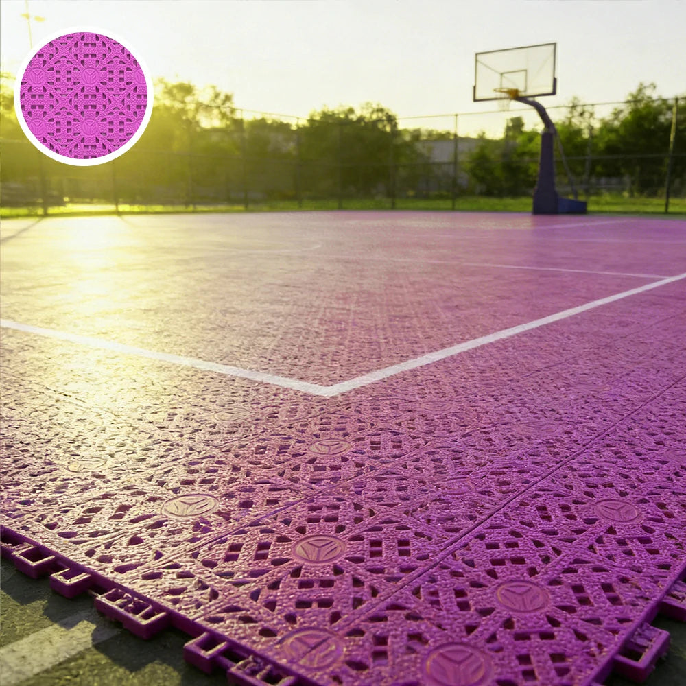 DUNK MASTER Interlocking Sports Floor Tiles - Anti-Slip Shock Absorbing Modular Court Flooring for Basketball Courts 10/20/30 Square Meters - Pink