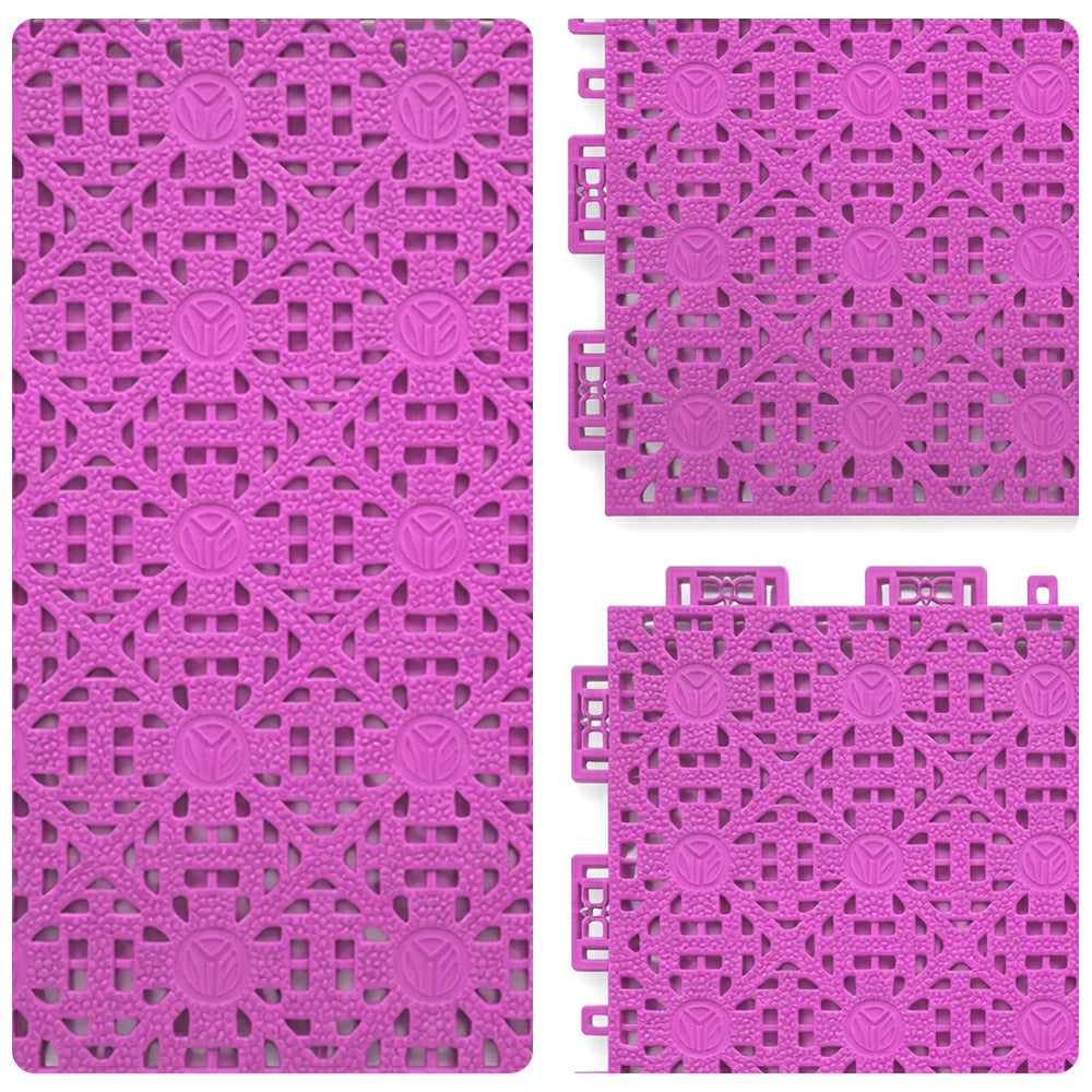 DUNK MASTER Interlocking Sports Floor Tiles - Anti-Slip Shock Absorbing Modular Court Flooring for Basketball Courts 10/20/30 Square Meters - Pink
