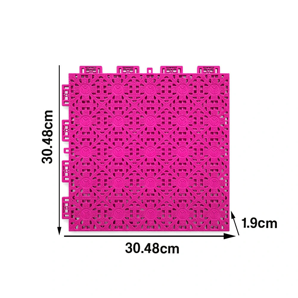 DUNK MASTER Interlocking Sports Floor Tiles - Anti-Slip Shock Absorbing Modular Court Flooring for Basketball Courts 10/20/30 Square Meters - Rose Red