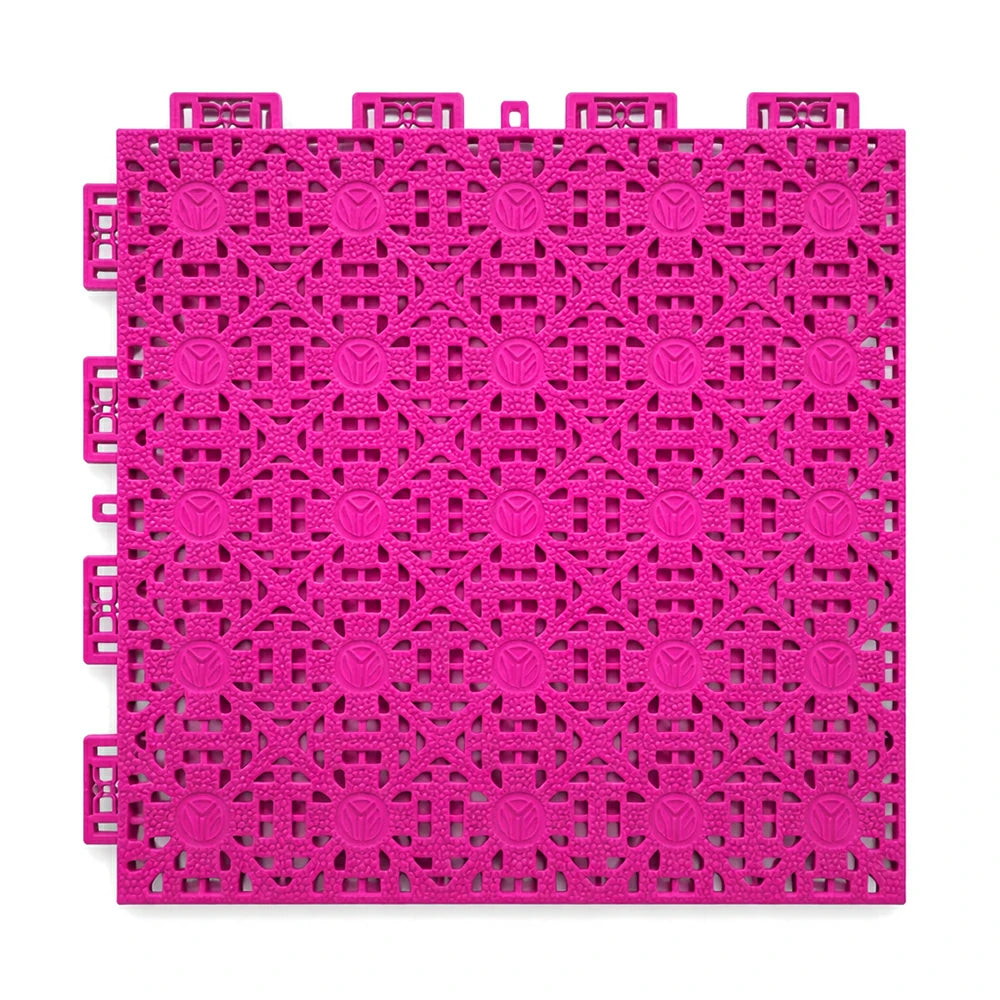 DUNK MASTER Interlocking Sports Floor Tiles - Anti-Slip Shock Absorbing Modular Court Flooring for Basketball Courts 10/20/30 Square Meters - Rose Red