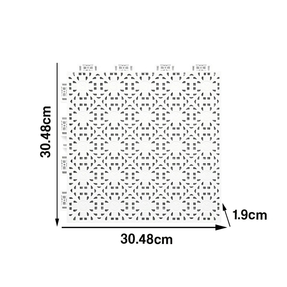 DUNK MASTER Interlocking Sports Floor Tiles - Anti-Slip Shock Absorbing Modular Court Flooring for Basketball Courts 10/20/30 Square Meters - White