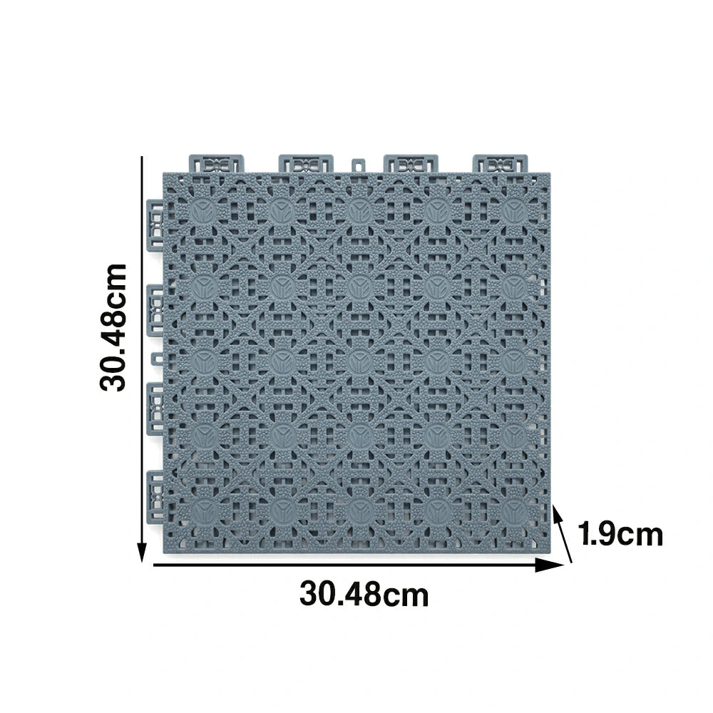 DUNK MASTER Interlocking Sports Floor Tiles - Anti-Slip Shock Absorbing Modular Court Flooring for Basketball Courts 10/20/30 Square Meters - Light Grey