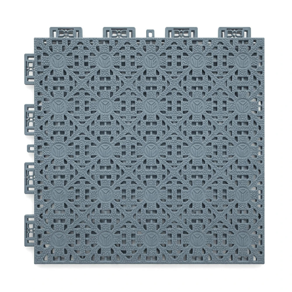 DUNK MASTER Interlocking Sports Floor Tiles - Anti-Slip Shock Absorbing Modular Court Flooring for Basketball Courts 10/20/30 Square Meters - Light Grey