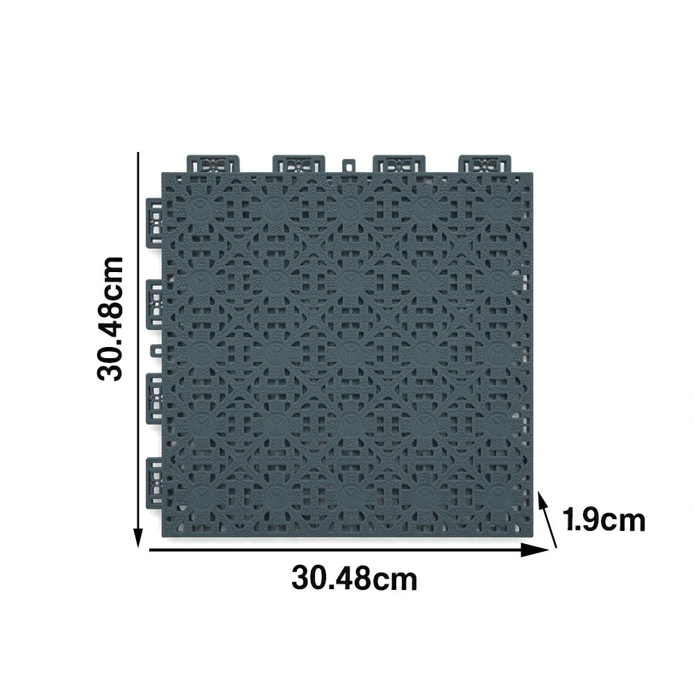 DUNK MASTER Interlocking Sports Floor Tiles - Anti-Slip Shock Absorbing Modular Court Flooring for Basketball Courts 10/20/30 Square Meters - Dark Grey