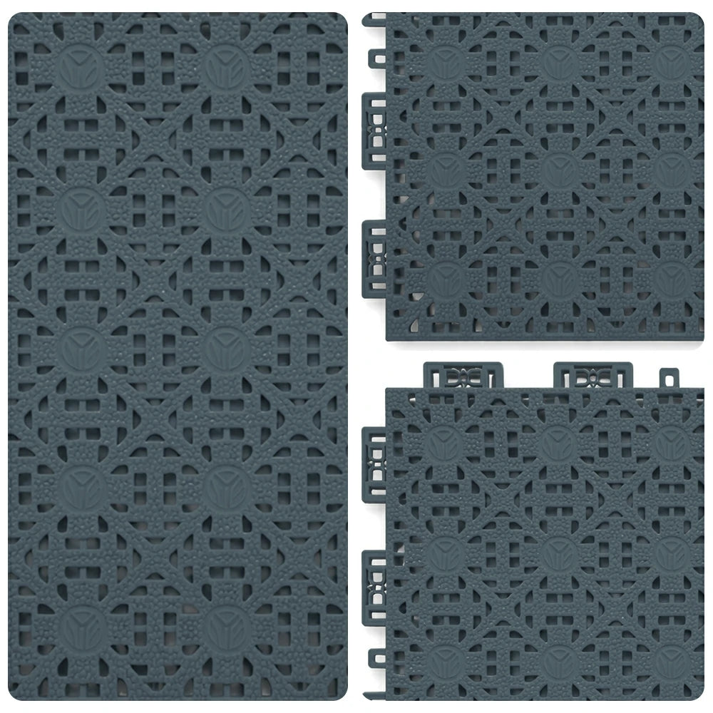 DUNK MASTER Interlocking Sports Floor Tiles - Anti-Slip Shock Absorbing Modular Court Flooring for Basketball Courts 10/20/30 Square Meters - Dark Grey