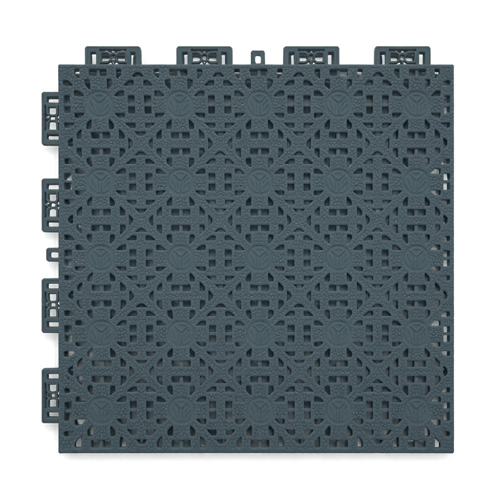 DUNK MASTER Interlocking Sports Floor Tiles - Anti-Slip Shock Absorbing Modular Court Flooring for Basketball Courts 10/20/30 Square Meters - Dark Grey