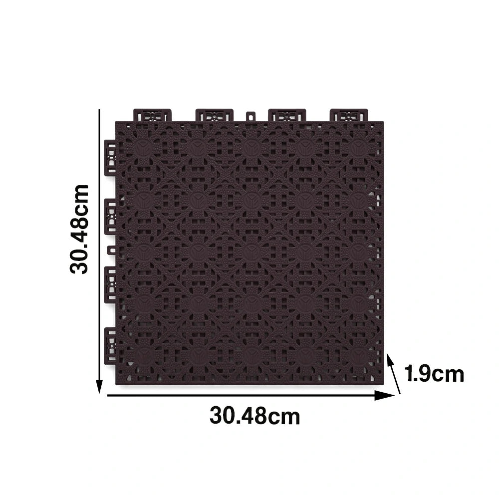 DUNK MASTER Interlocking Sports Floor Tiles - Anti-Slip Shock Absorbing Modular Court Flooring for Basketball Courts 10/20/30 Square Meters - Coffee