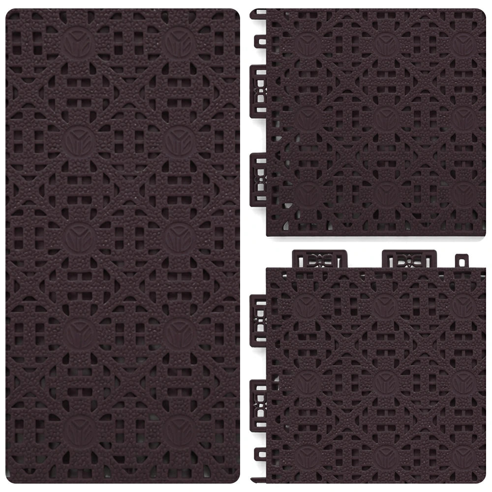DUNK MASTER Interlocking Sports Floor Tiles - Anti-Slip Shock Absorbing Modular Court Flooring for Basketball Courts 10/20/30 Square Meters - Coffee