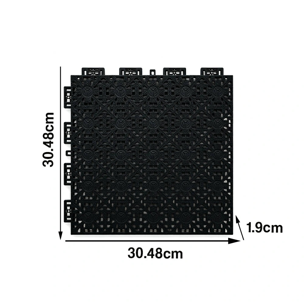DUNK MASTER Interlocking Sports Floor Tiles - Anti-Slip Shock Absorbing Modular Court Flooring for Basketball Courts 10/20/30 Square Meters - Black