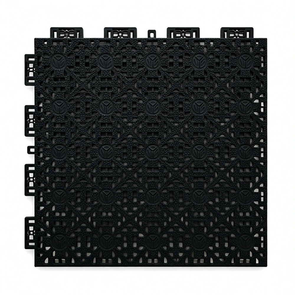 DUNK MASTER Interlocking Sports Floor Tiles - Anti-Slip Shock Absorbing Modular Court Flooring for Basketball Courts 10/20/30 Square Meters - Black