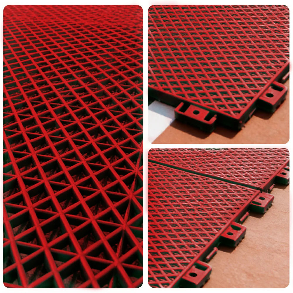DUNK MASTER Interlocking Sports Floor Tiles - Double Layer Anti-Slip Basketball Court Flooring Modular Tiles 10/20/30 Square Meters - Red
