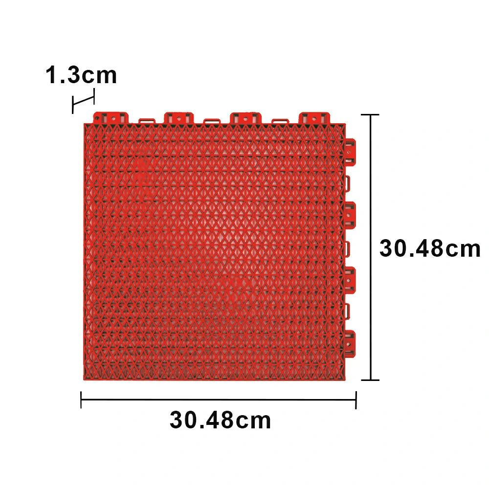 DUNK MASTER Interlocking Sports Floor Tiles - Double Layer Anti-Slip Basketball Court Flooring Modular Tiles 10/20/30 Square Meters - Red