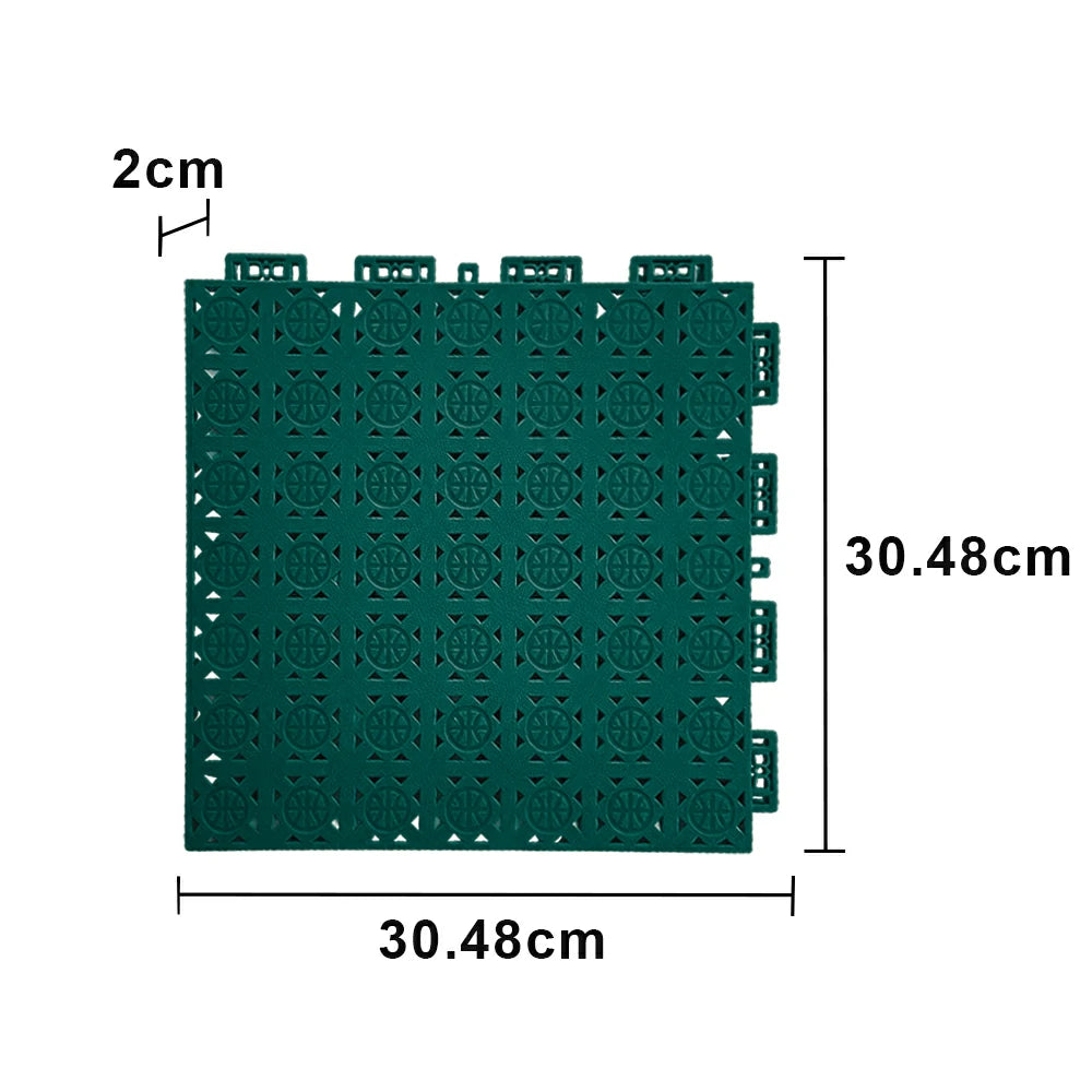 DUNK MASTER Interlocking Sports Floor Tiles - Anti-Slip Shock Absorbing Modular Court Flooring 10/20/30 Square Meters Basketball Court Outdoor Use - Dark Green