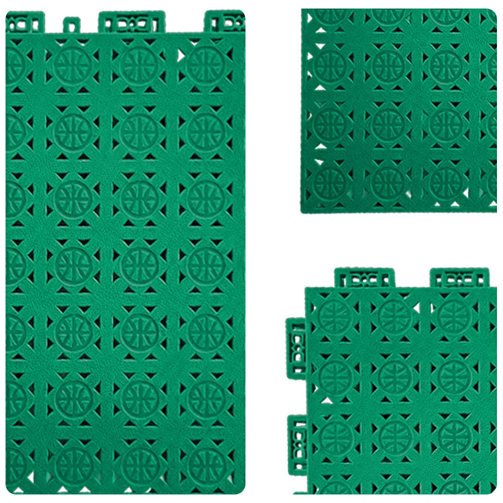 DUNK MASTER Interlocking Sports Floor Tiles - Anti-Slip Shock Absorbing Modular Court Flooring 10/20/30 Square Meters Basketball Court Outdoor Use - Grass Green