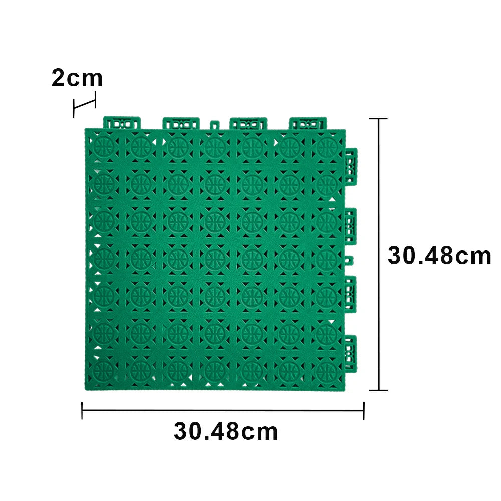 DUNK MASTER Interlocking Sports Floor Tiles - Anti-Slip Shock Absorbing Modular Court Flooring 10/20/30 Square Meters Basketball Court Outdoor Use - Grass Green