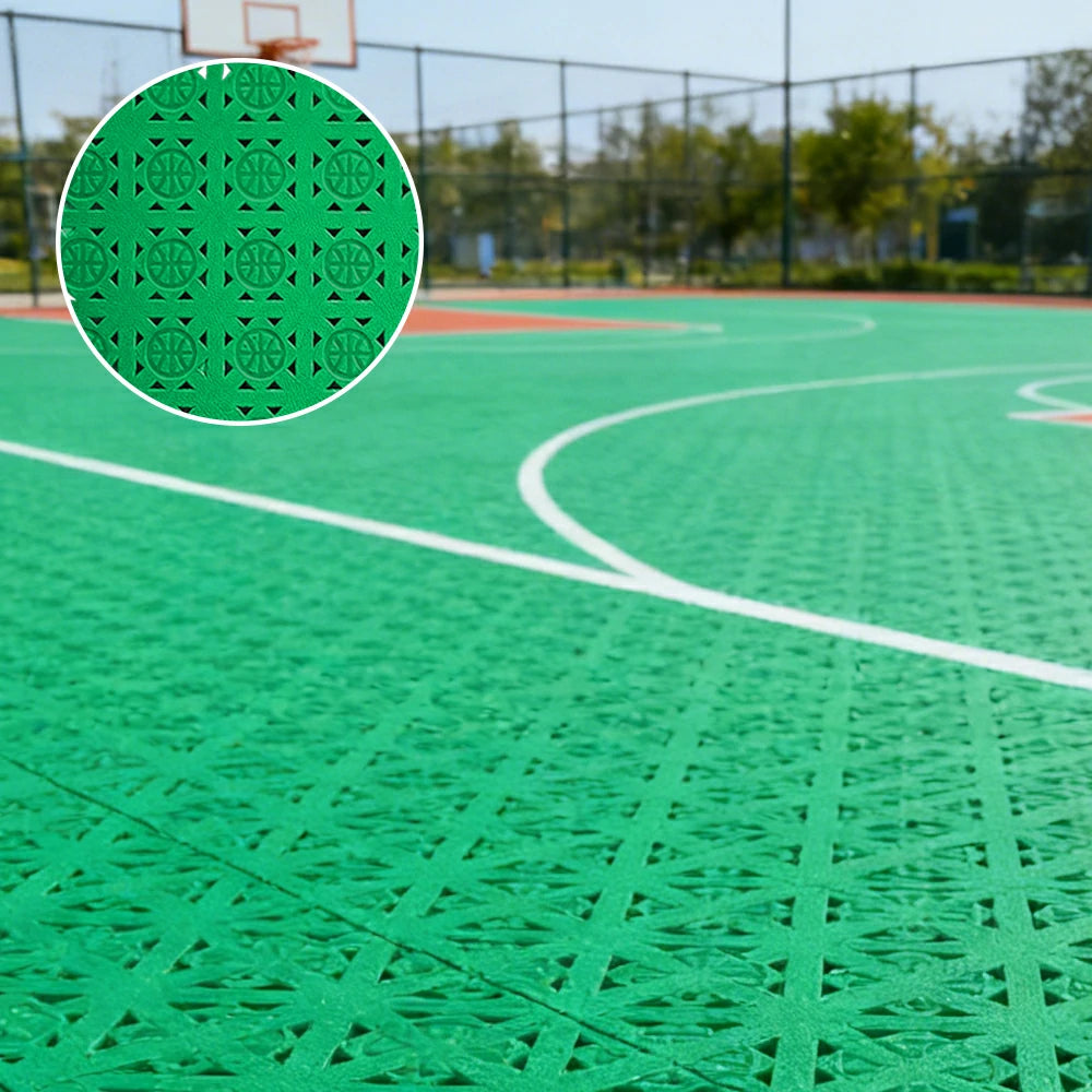 DUNK MASTER Interlocking Sports Floor Tiles - Anti-Slip Shock Absorbing Modular Court Flooring 10/20/30  Square Meters Basketball Court Outdoor Use - Emerald Green