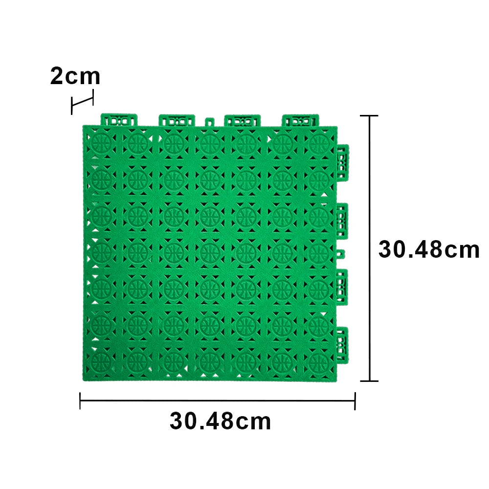 DUNK MASTER Interlocking Sports Floor Tiles - Anti-Slip Shock Absorbing Modular Court Flooring 10/20/30  Square Meters Basketball Court Outdoor Use - Emerald Green