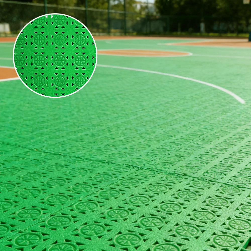 DUNK MASTER Interlocking Sports Floor Tiles - Anti-Slip Shock Absorbing Modular Court Flooring 10/20/30  Square Meters Basketball Court Outdoor Use - Apple Green