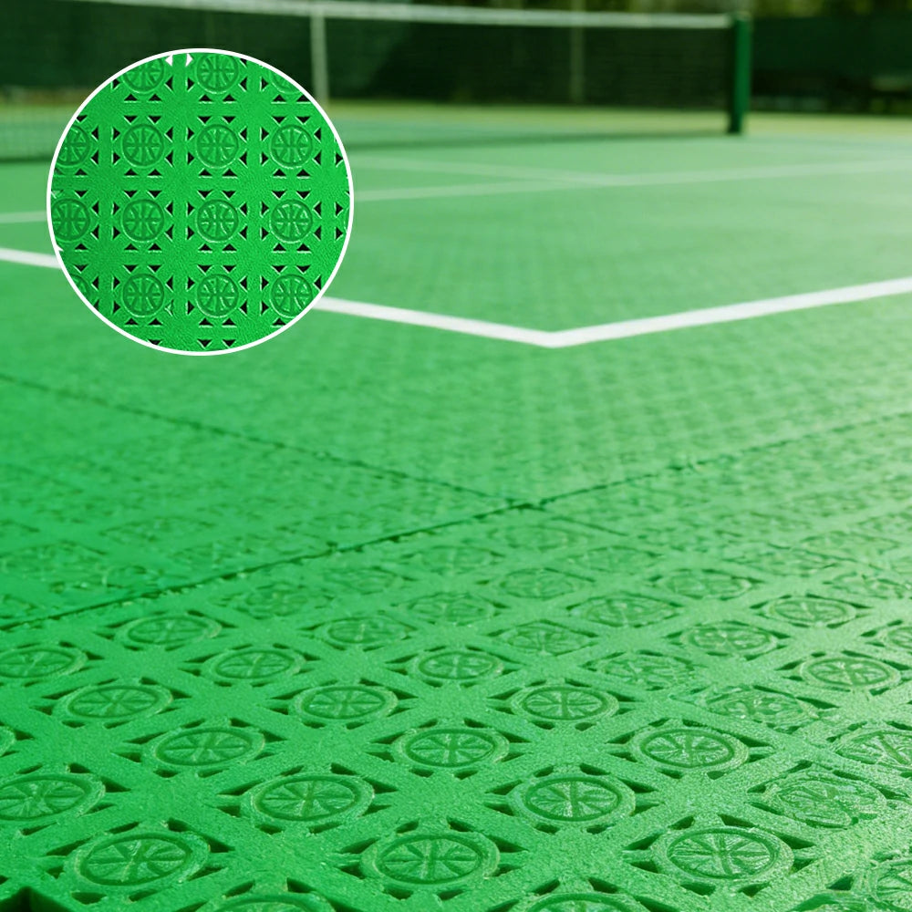 DUNK MASTER Interlocking Sports Floor Tiles - Anti-Slip Shock Absorbing Modular Court Flooring 10/20/30  Square Meters Basketball Court Outdoor Use - Apple Green