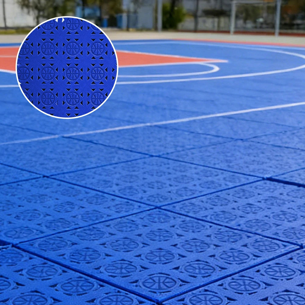 DUNK MASTER Interlocking Sports Floor Tiles - Anti-Slip Shock Absorbing Modular Court Flooring 10/20/30  Square Meters Basketball Court Outdoor Use - Royal Blue