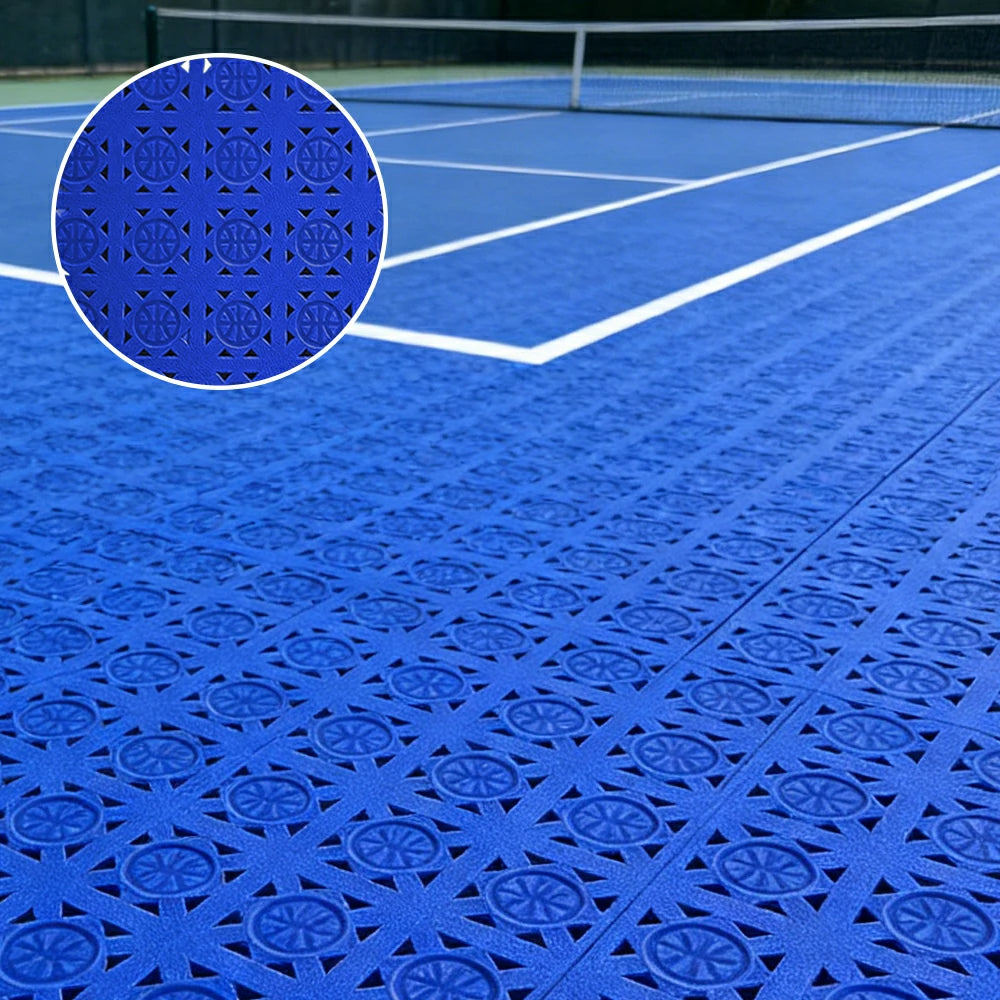 DUNK MASTER Interlocking Sports Floor Tiles - Anti-Slip Shock Absorbing Modular Court Flooring 10/20/30  Square Meters Basketball Court Outdoor Use - Royal Blue